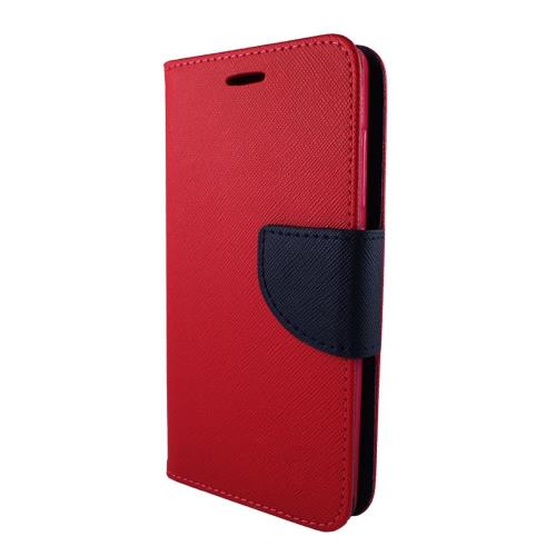 紅-Samsung A8-2018  陽光雙色側掀皮套