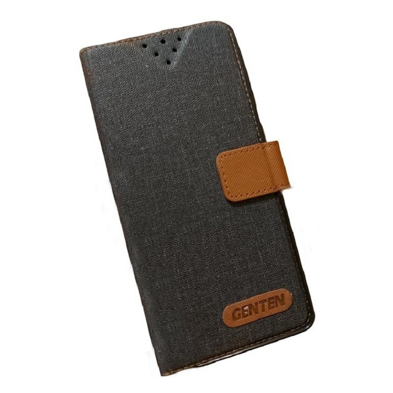 黑Samsung   Note10 Plus 亞麻雙色側掀套