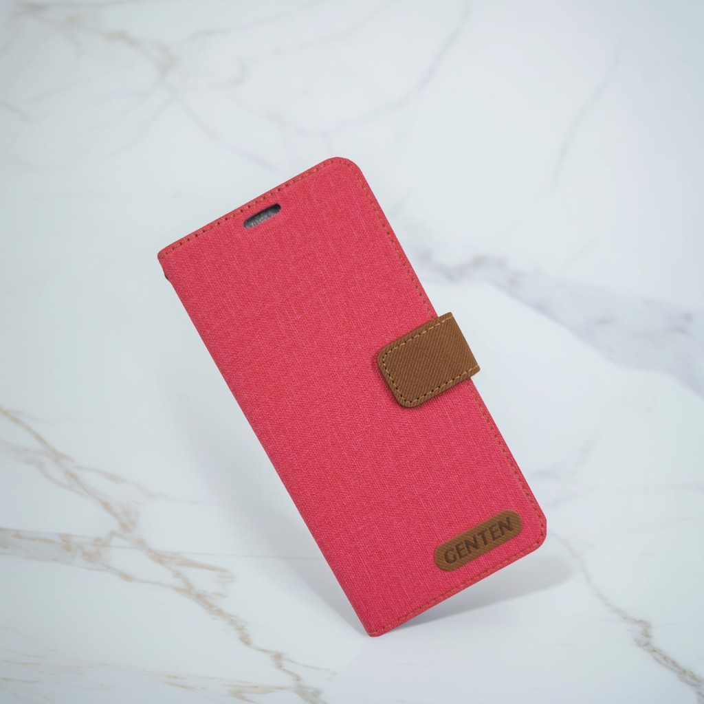 桃 紅米NOTE14Pro 亞麻雙色側掀套(范)