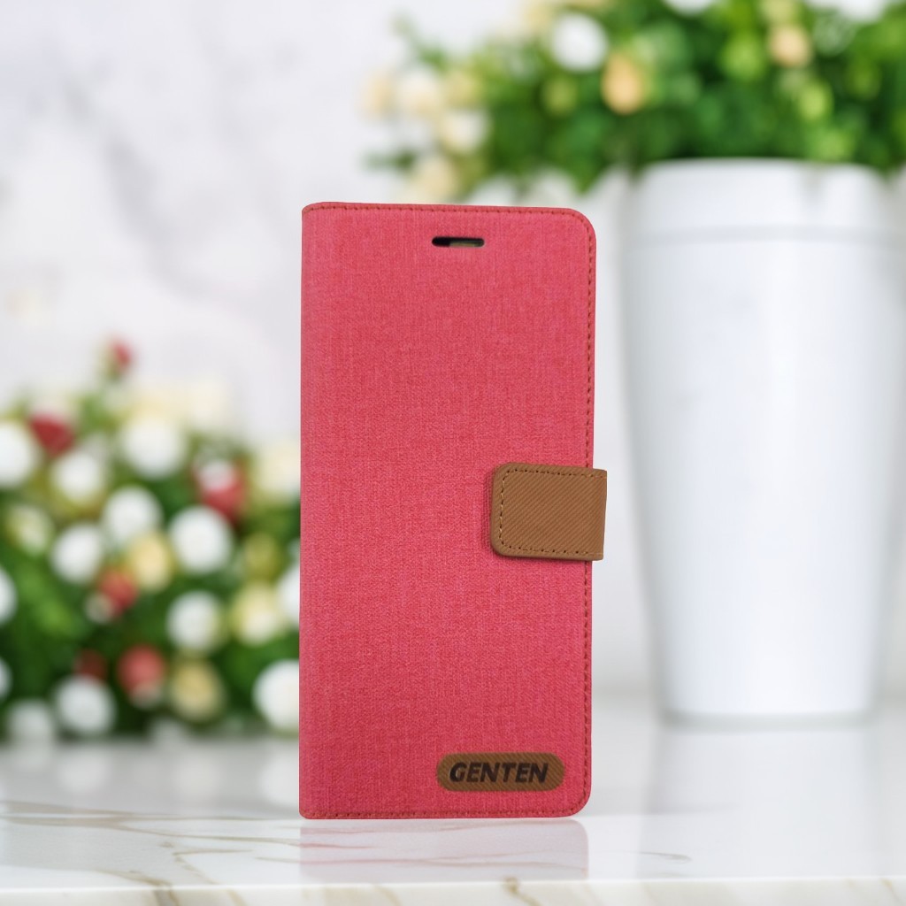 桃 VIVO V50亞麻雙色側掀套(范)