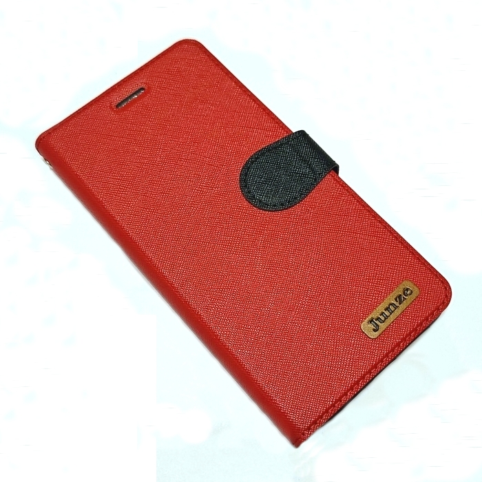 紅 iPhone 14 (6.1) 十字紋側掀套(峻)