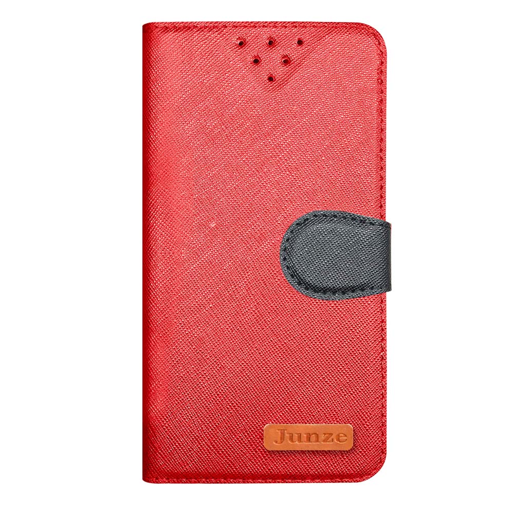 紅 iPhone 14 PLUS (6.7)  十字紋側掀套(峻)