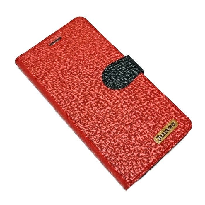 紅 iPhone 15 (6.1) 十字紋側掀套(峻)