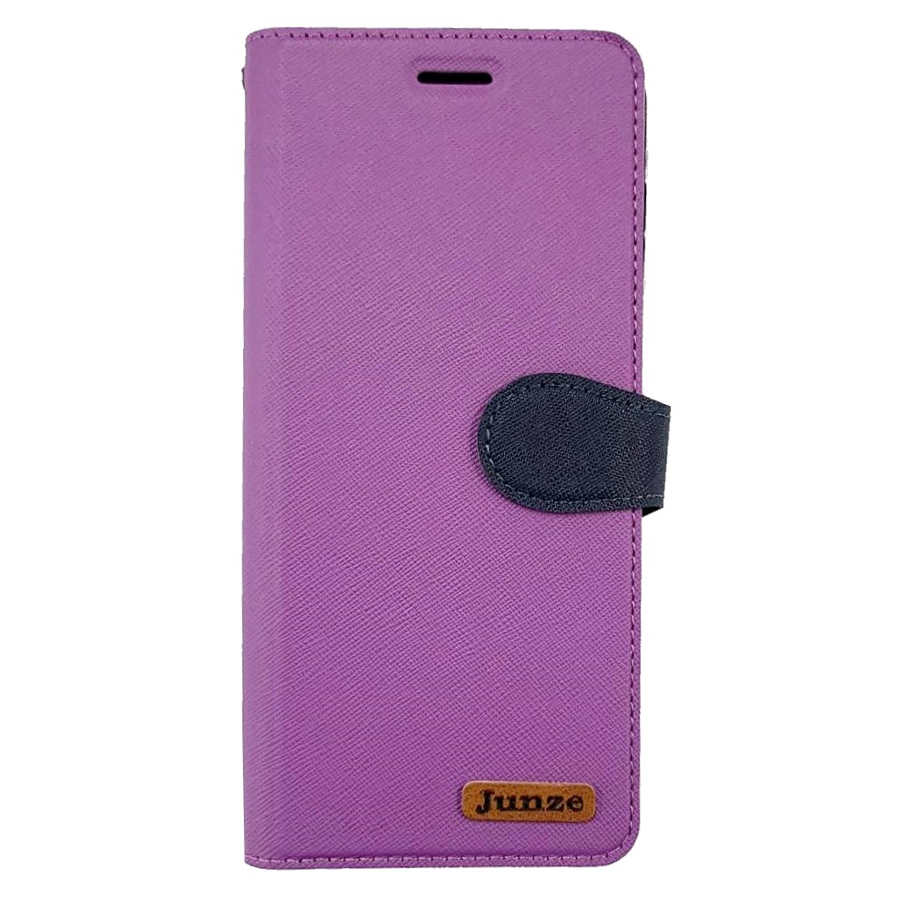 紫 iPhone 15ProMax (6.7) 十字紋側掀套(峻)