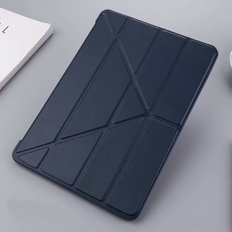 藍  iPad Mini1/2/3/4/5 筆槽多折共用皮套-暟