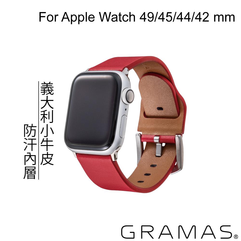 (紅) Gramas Watch 45/44/42 真皮錶帶