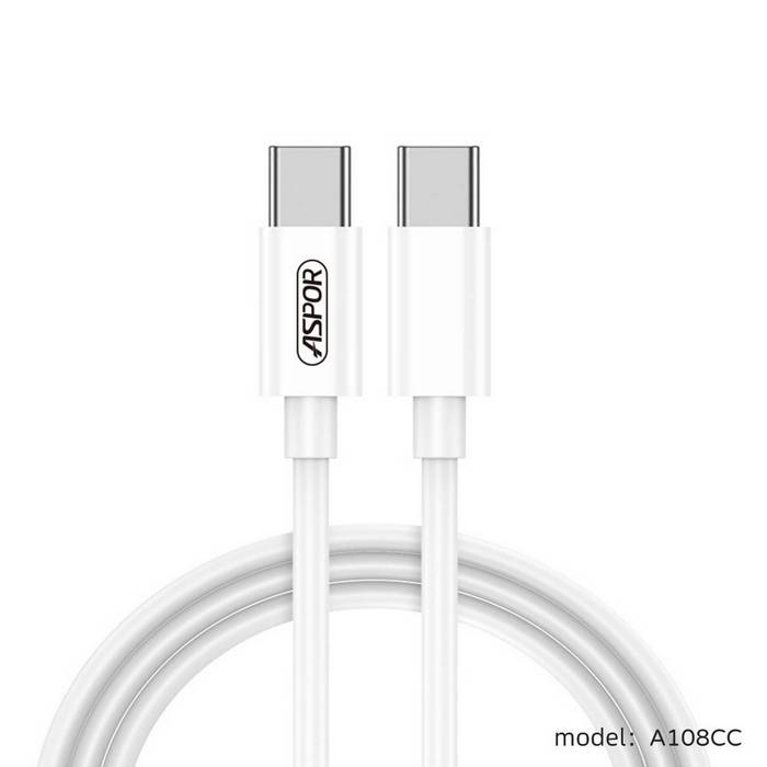 白-A108 C TO C  100W 快充充電線-ASPOR