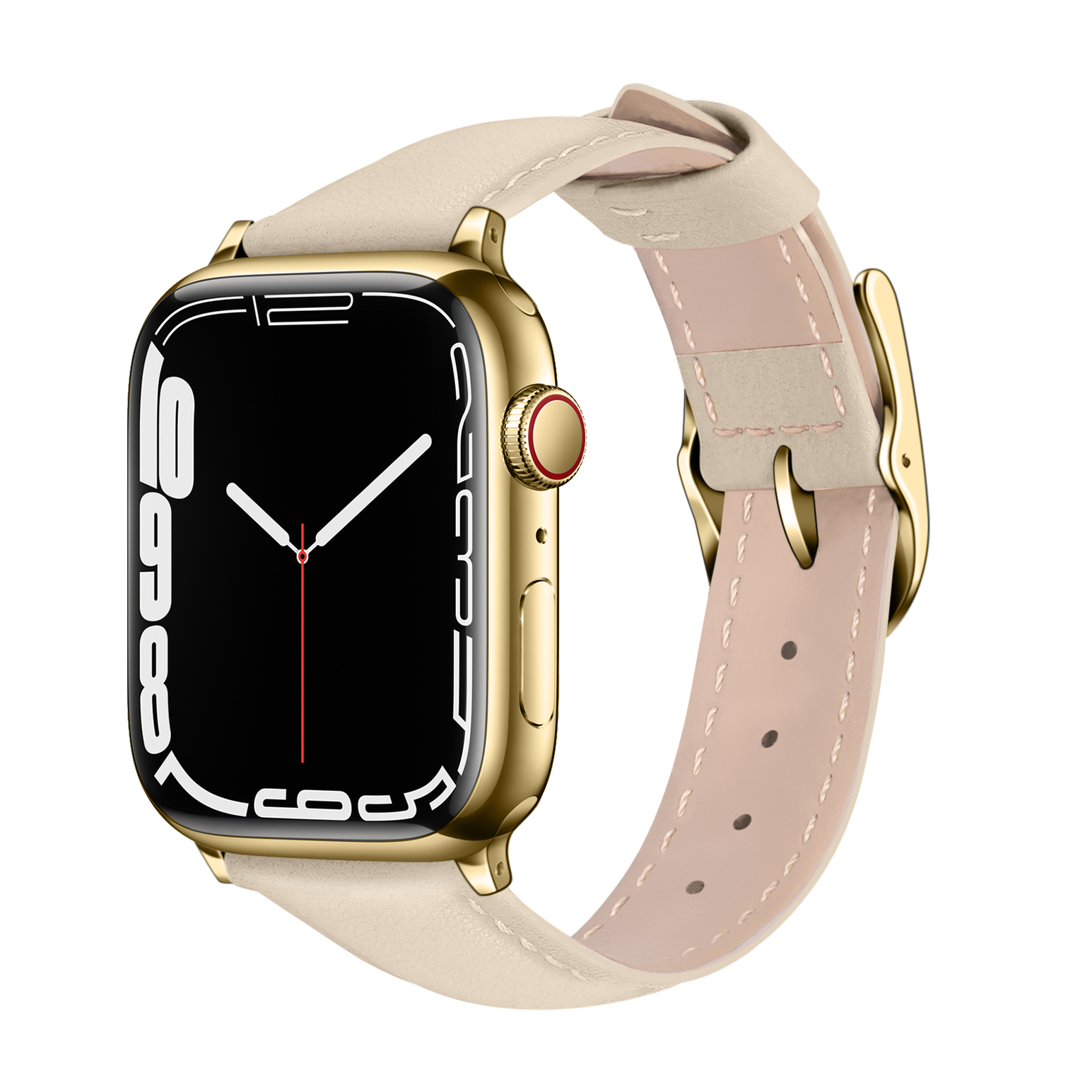 奶茶-D字形真皮錶帶-Apple Watch 38/40/41/ S10 42m