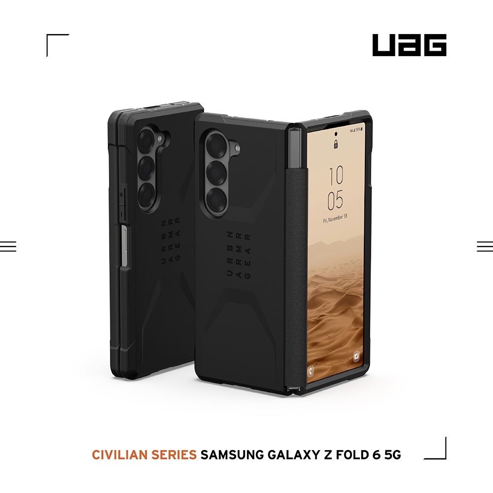 黑-UAG 耐衝擊簡約保護殼-Galaxy Z Fold 6