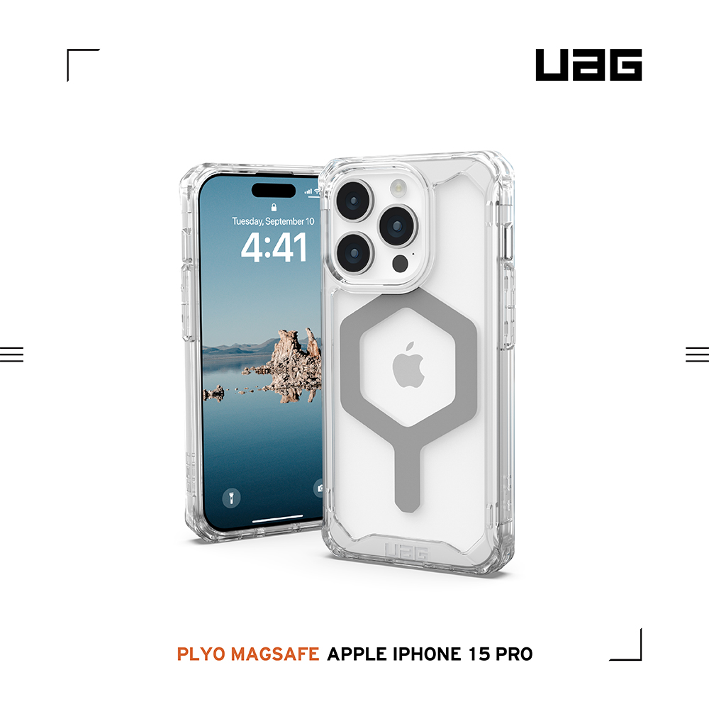 極透明(灰圈)-UAG (磁吸)耐衝擊殼-i15Pro (6.1)