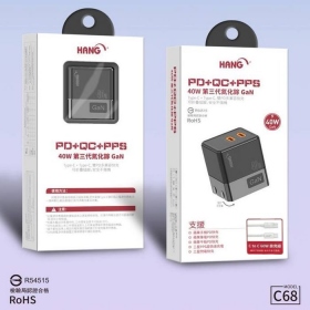 黑C68雙C口(摺疊)40W氮化鎵(PD+QC+PPS) 頭+CtoC線