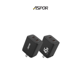 黑-ASPOR  氮化鎵GaN雙PD 45W快充頭DS-333