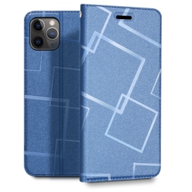 藍 iPhone 15Pro 6.1吋水立方隱扣側掀皮套