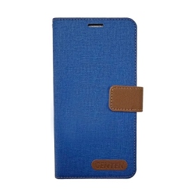 藍 Samsung  S23Plus 亞麻雙色側掀套