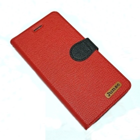 紅  iPhone 14 6.1吋十字紋側掀皮套