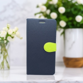 藍 iPhone17Pro十字紋側掀皮套