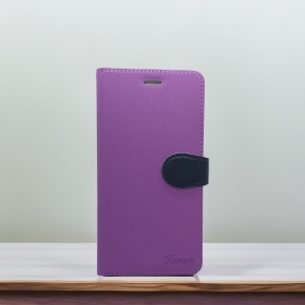 紫 iPhone17Pro十字紋側掀皮套