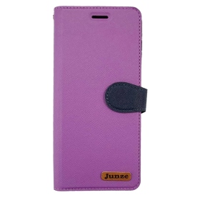 紫 Samsung A80(A805)十字紋側掀皮套