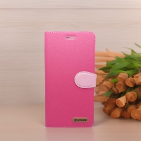 桃 Samsung S25Edge十字紋側掀皮套