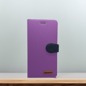 紫 Samsung S25Edge十字紋側掀皮套