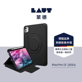 黑-LAUT 萊德 iPad Pro 13吋 (2024) 透明背板360可拆式多功能保護殼
