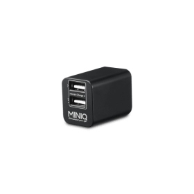 黑-MINIQ 雙USB 2.4A 充電器(DK46T)台灣製造