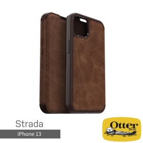 棕OtterBox iPhone 13 Strada步道者系列真皮掀蓋保護殼