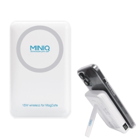 白 MINIQ 15W磁吸立架 10000無線充電 PD+QC3.0電量顯示行動電源