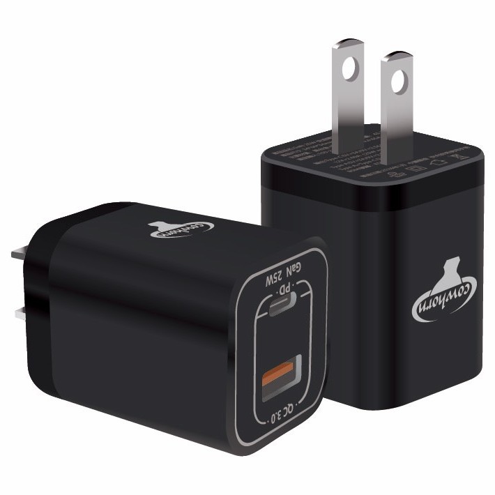 黑-牛角 25W GAN 快充旅充頭