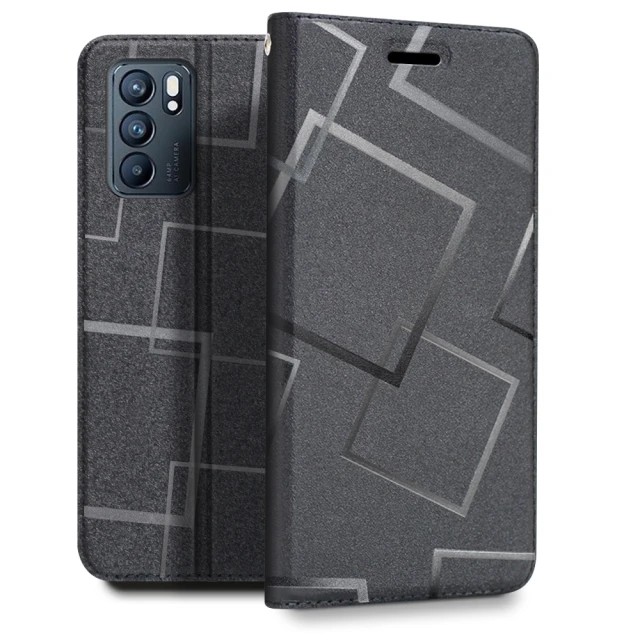 黑 紅米Note7  水立方隱扣側掀皮套