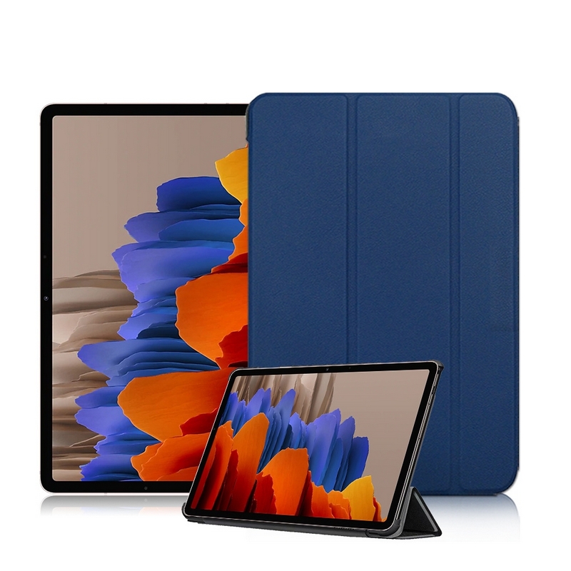藍 Samsung Tab S7+ 12.4吋/T970/T975 三折共用套