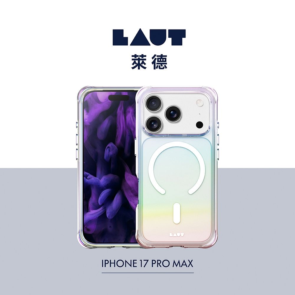 彩透白-LAUT 萊德 iPhone 17Pro Max磁吸炫彩軍規耐衝擊保護殼