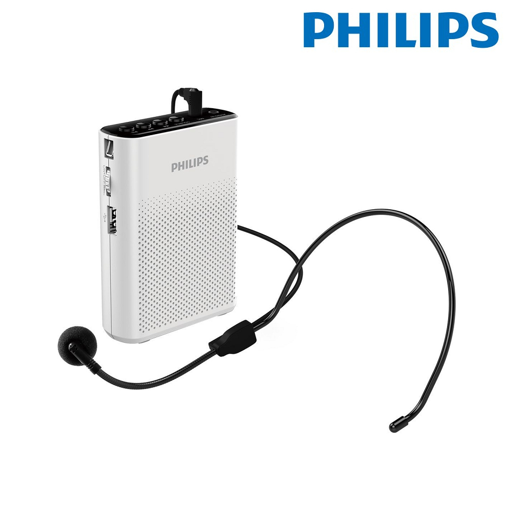 白 PHILIPS 隨身無線藍牙教學擴音機