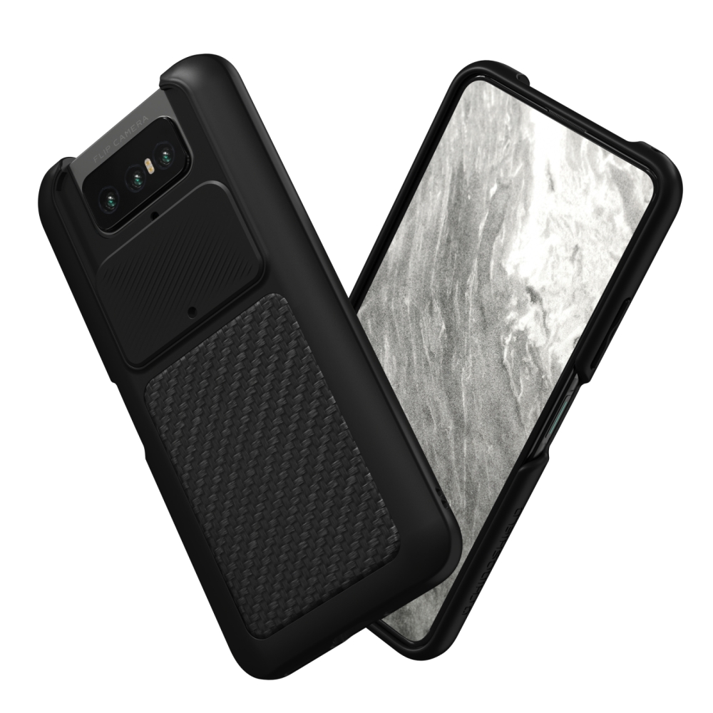 黑 ASUS ZenFone7&7Pro犀牛盾-碳纖維背蓋