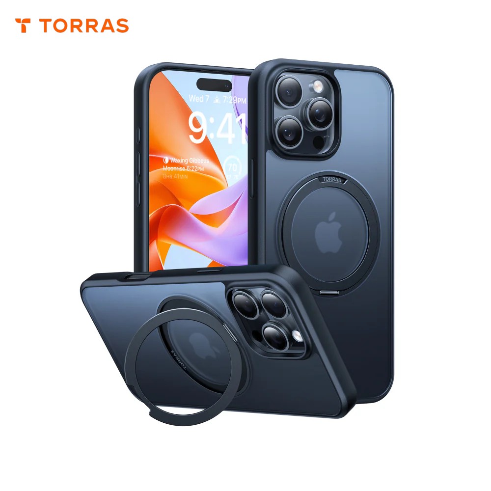 黑 iPhone16 Pro 圖拉斯Ostand Pro MagSafe旋轉磁吸