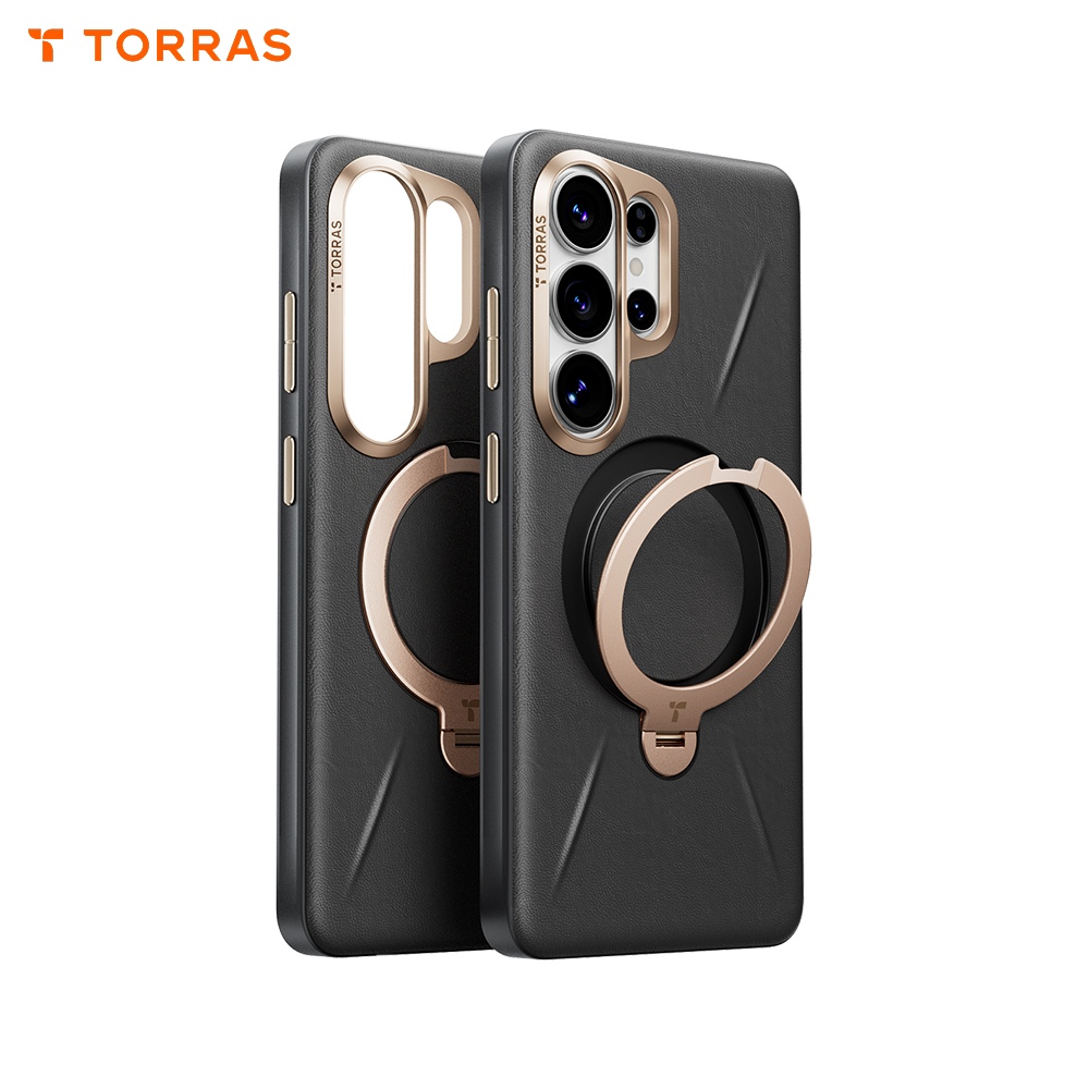 黑-S26 ULTRA 圖拉斯 Vegskin 磁吸四象限支架皮革殼