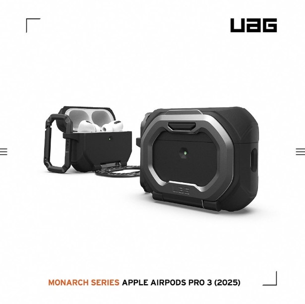 黑 UAG AirPods Pro 3 頂級版耐衝擊支架保護殼