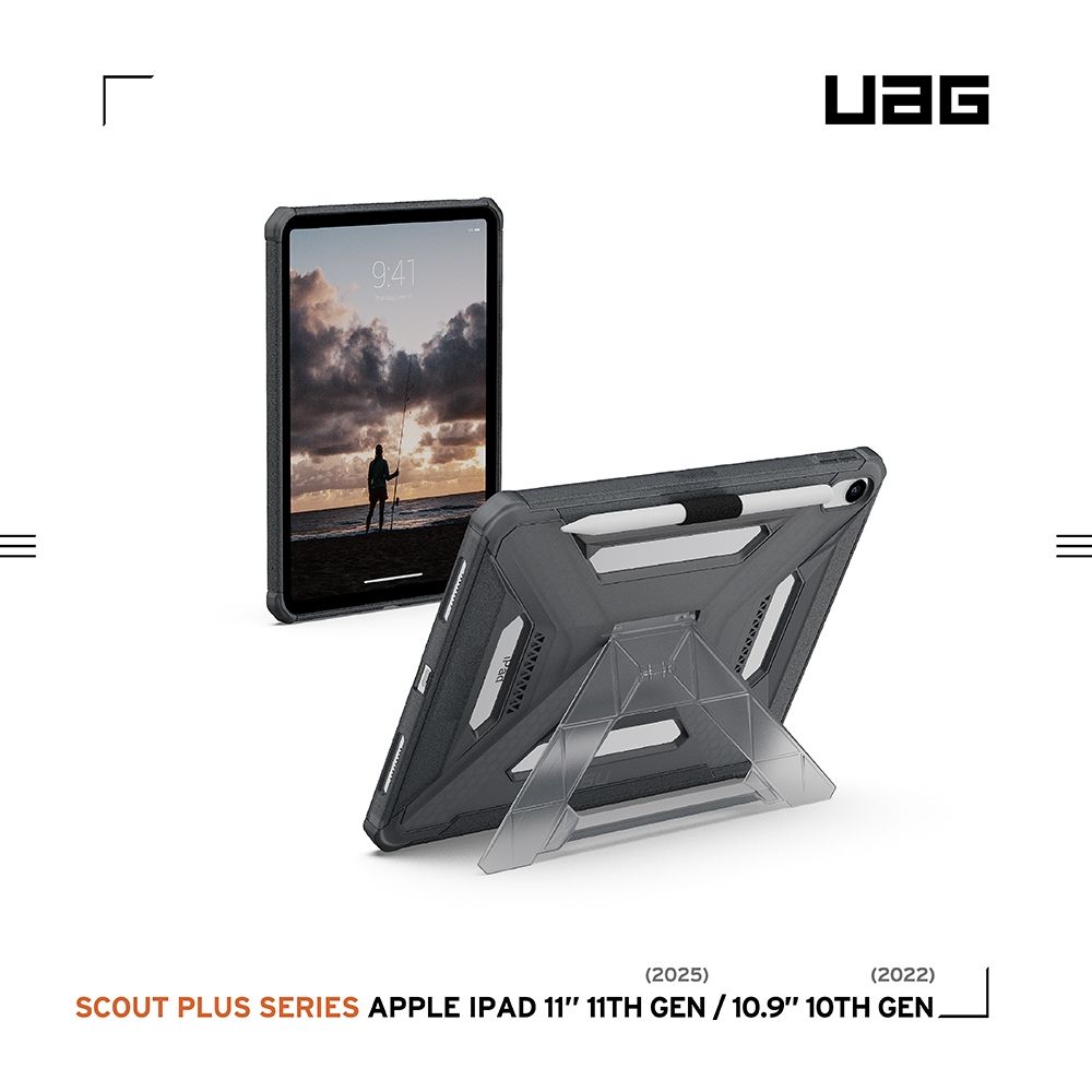 灰-UAG-耐衝擊支架極簡保護殼-iPad 11/10.9吋