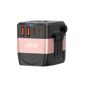 玫瑰金 ASPOR GaN快充20W萬國轉接頭-A892
