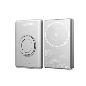 銀 CP-01-固態電池超薄磁吸5000mAh可充手錶360°旋轉支架 3C認證