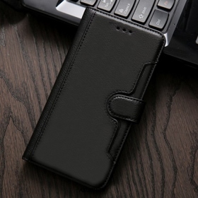 黑 紅米Note15皮卡側掀皮套