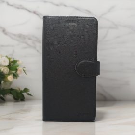 黑 SHARP AQUOS wish5十字紋雙色側掀皮套