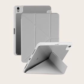 灰-三星Tab A9/A11(X110/X133)8.7吋 Y折(筆槽)共用皮套(PC背板)