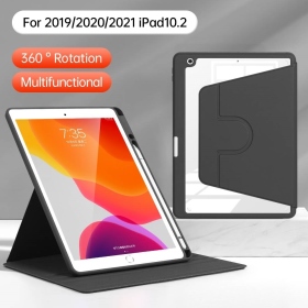 黑-IPAD9/IPAD 10.2 / 10.5筆槽支架旋轉皮套(多款共用)