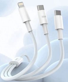 白 XD17三合一編織1.2米快充數據線