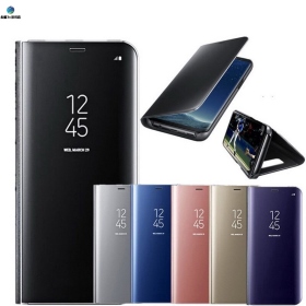 Samsung S8原廠Clear View側翻皮套(可立架)黑紫銀藍粉