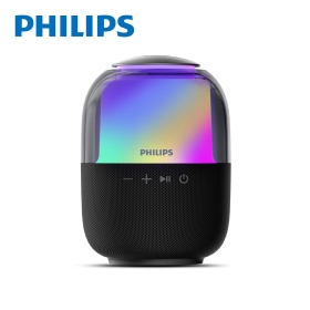 灰銀 飛利浦PHILIPS 炫彩RGB強力低音無線藍牙5.3喇叭-TAS2108BK