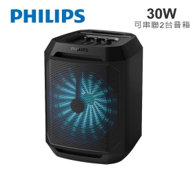 黑 PHILIPS 藍牙30W超重低音派對喇叭-TAX2208