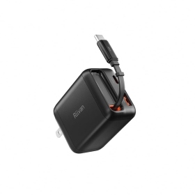 黑色 Riivan 35W 2C1A氮化鎵+伸縮線電源供應器