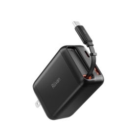 黑色 Riivan 65W 伸縮線GaN氮化鎵3孔充電器
